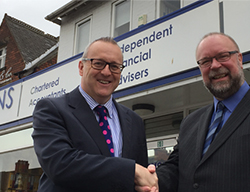 Ian Pounder (right) is wished all the best as he steps down as a partner at RNS by John Heeney.